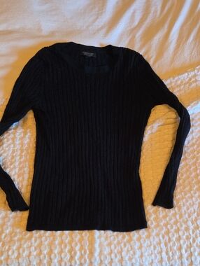 Banana Republic Black Ribbed Crewneck Sweater